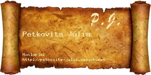 Petkovits Júlia névjegykártya