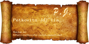 Petkovits Júlia névjegykártya